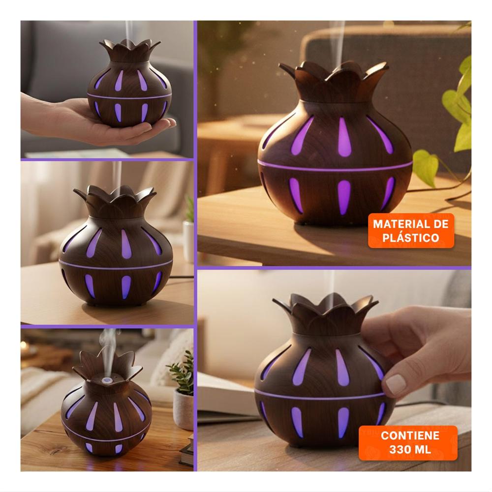 Difusor para Ambiente Interior con Funcion Humificadora Forma de Flor Color Marron