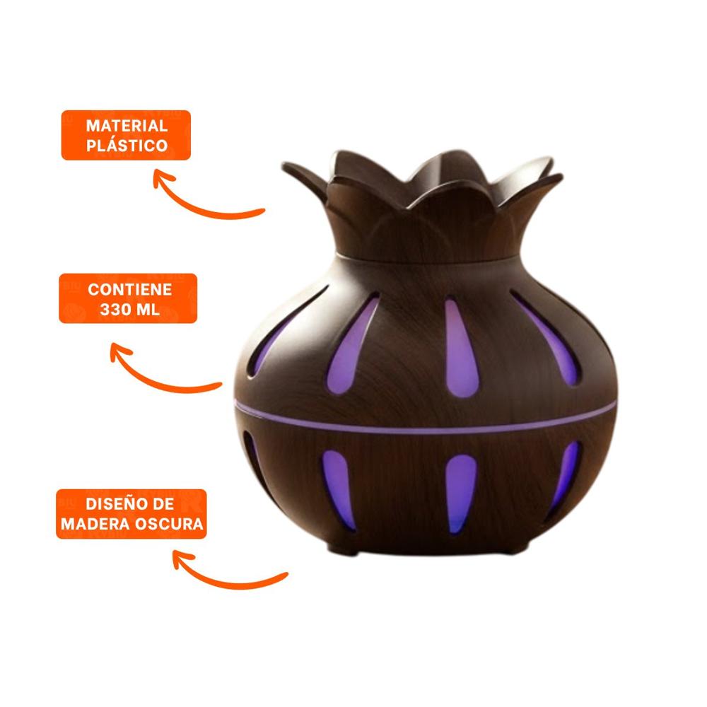 Difusor de Mesa con Funcion Humificadora Forma Floral 12x11cm Marron Y+Ligas Regalo