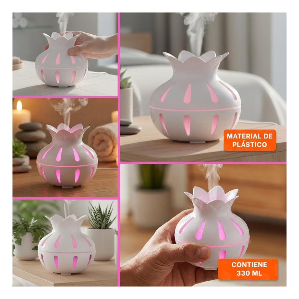 Difusor para Ambiente Interior con Funcion Humificadora Forma de Flor Color Blanco