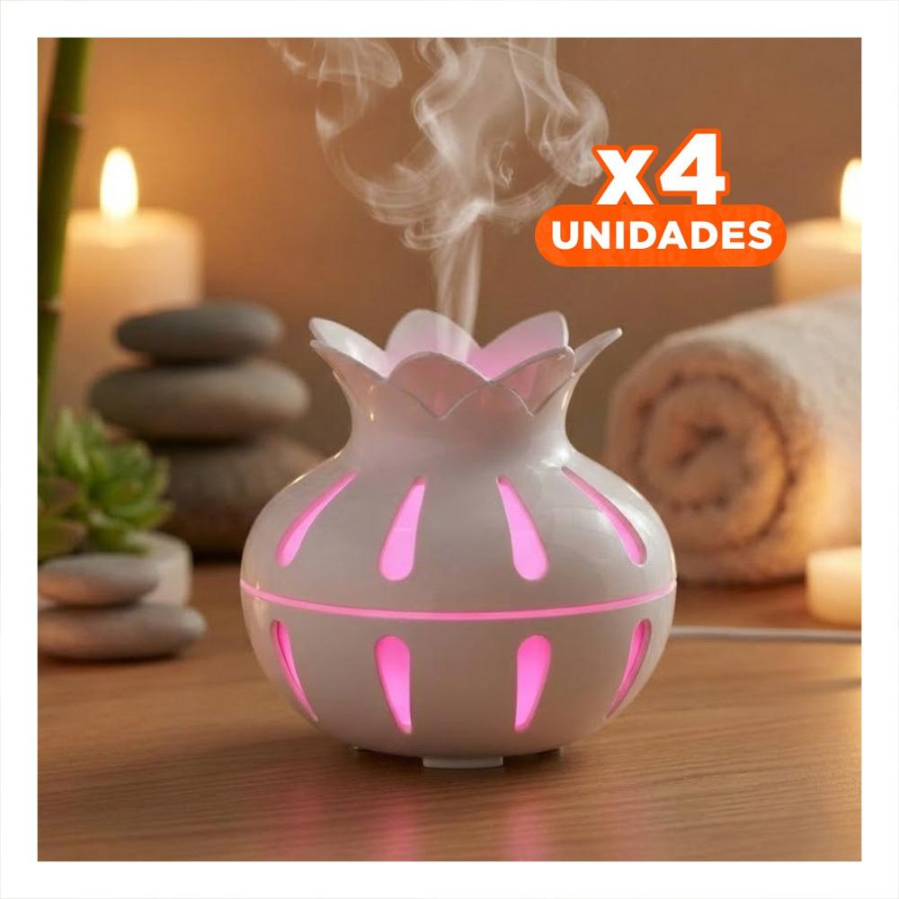 Pack4 Humificador para Interior con Forma de Flor Color Blanco y Medidas 12x11cm