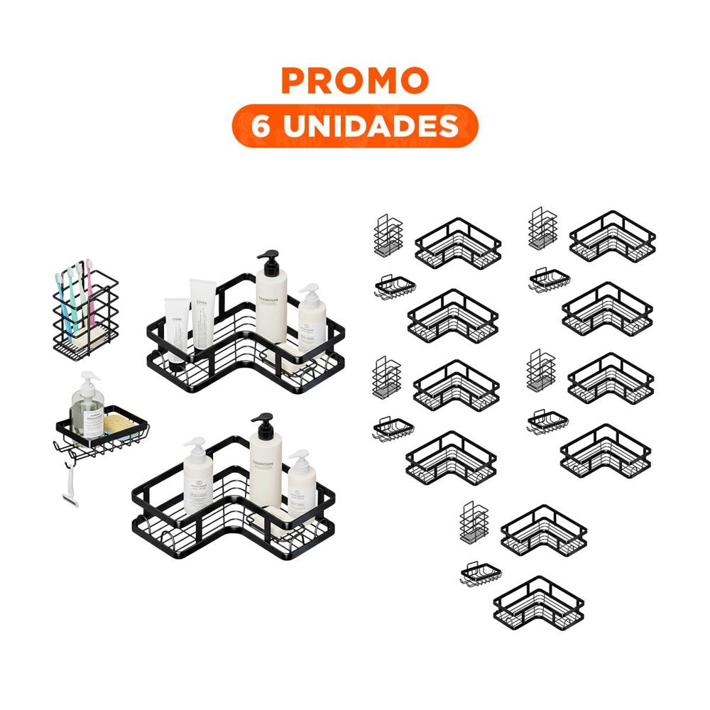 Pack6 Torre Esquinero Vertical 5 Piezas Negro Ahorro de Espacio Casa