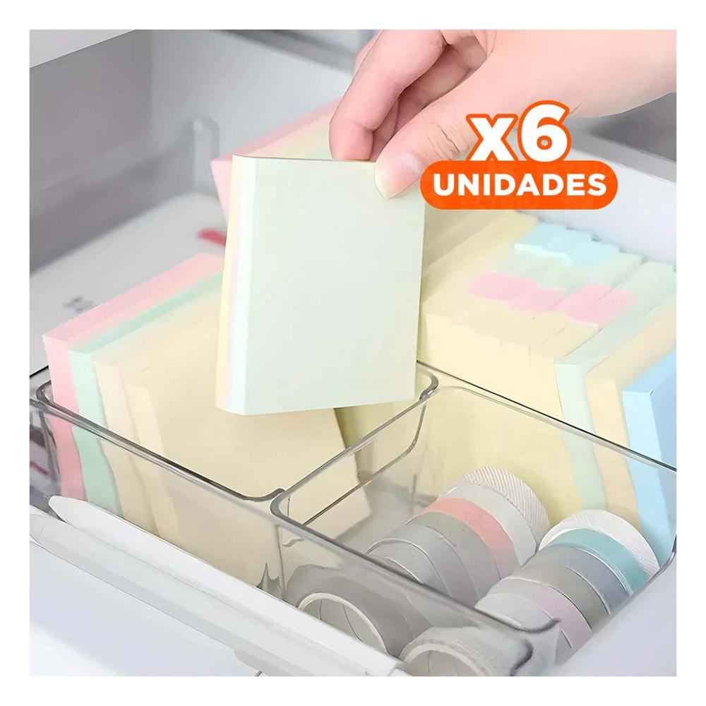 Pack6 Bandeja Cuadrada Acrilica Transparente para Escritorio y Hogar Y+Regalo Sticker