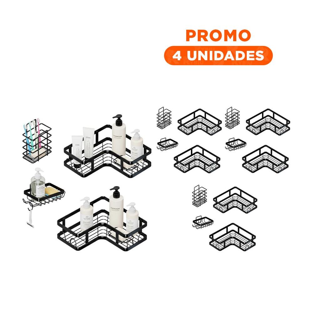 Pack4 Torre Esquinero 5 Piezas Negro para Organizar Ambientes del Hogar Y+Regalo Sticker