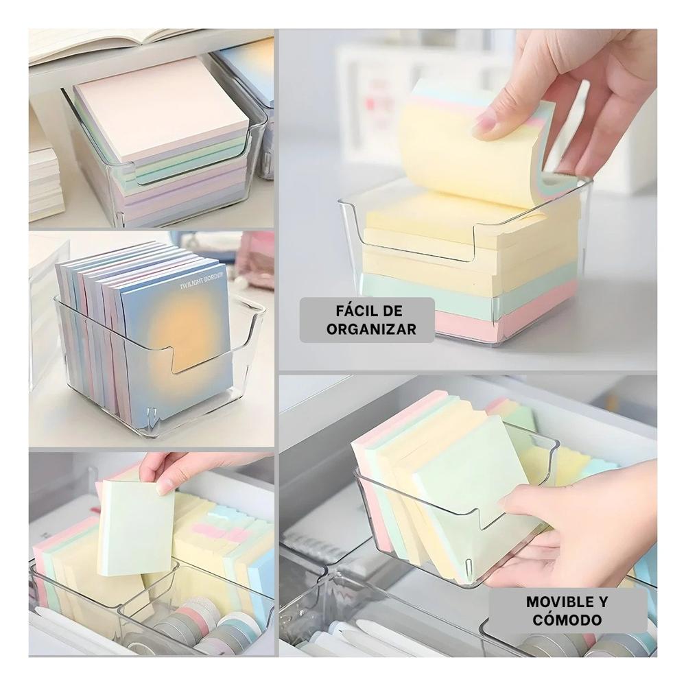 Recipiente Transparente Acrilico Cuadrado para Escritorio y Hogar