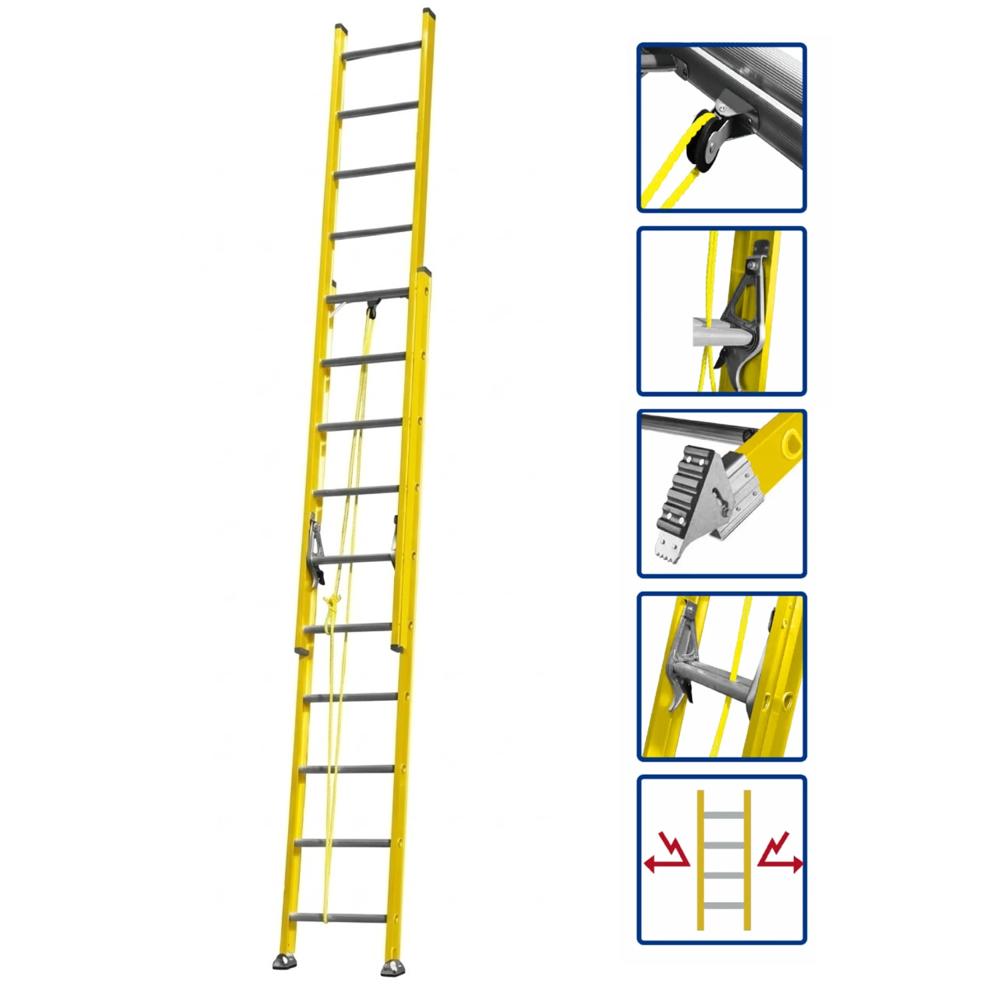 Escalera telescopica 20 peldaños fibra de vidrio Wadfow  WLD0920