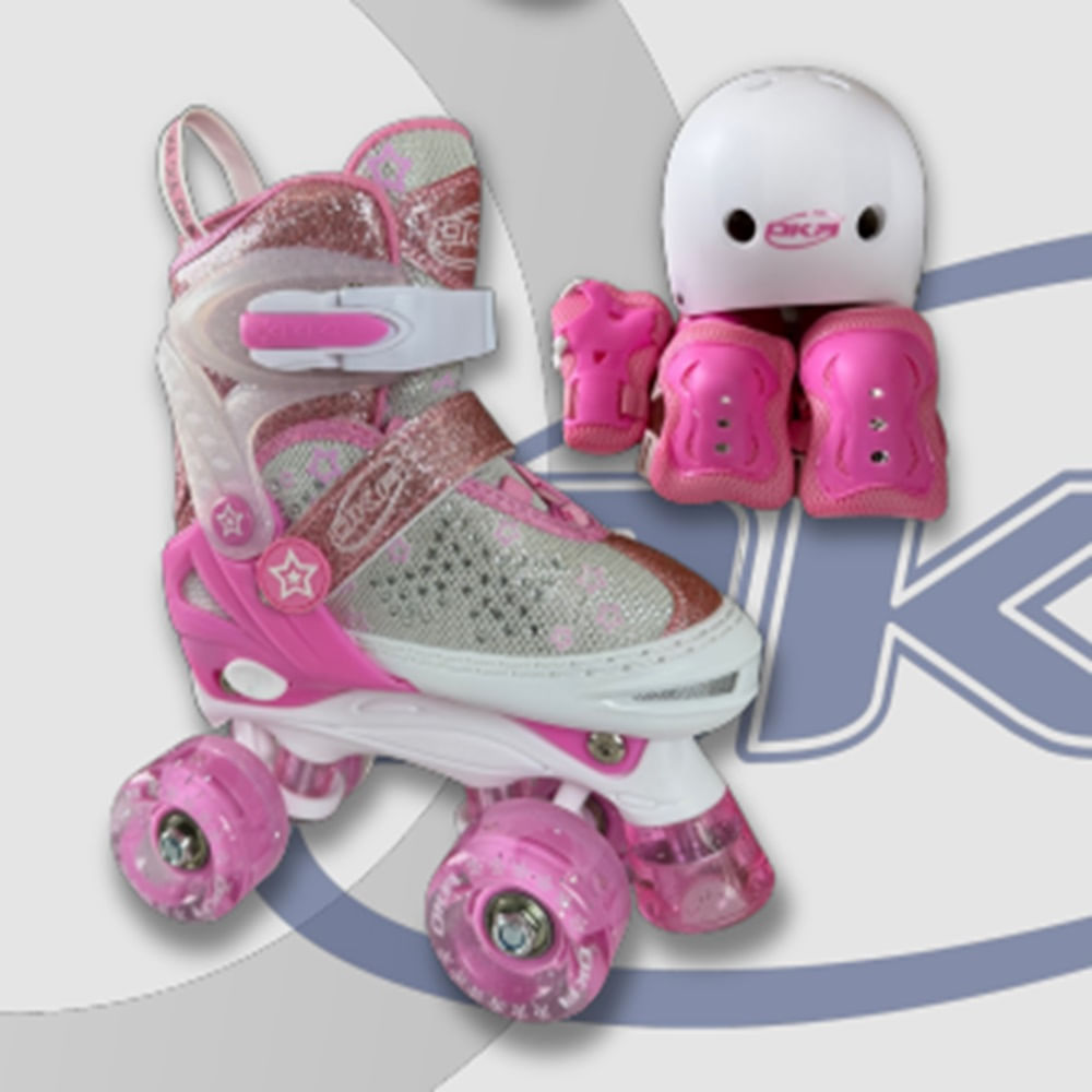 PATIN OKA 4 RUEDAS ROSADO TALLA S Y M