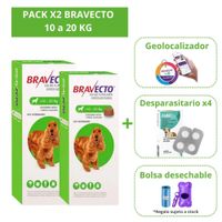 Pack x2 Antipulga Bravecto 10-20 Kg más Gratis Geolocalizador y Endal Plus