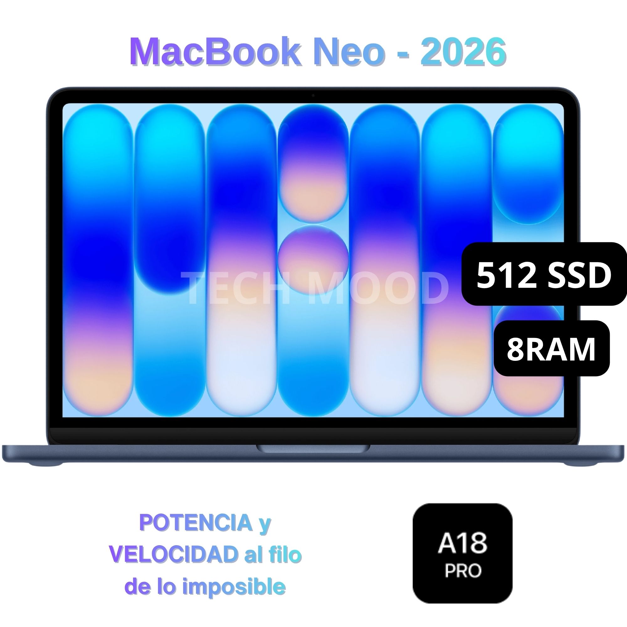 Apple Macbook Neo 2026 de 13'' Chip A18 Pro 8GB RAM 512GB SSD Teclado Inglés - Indigo