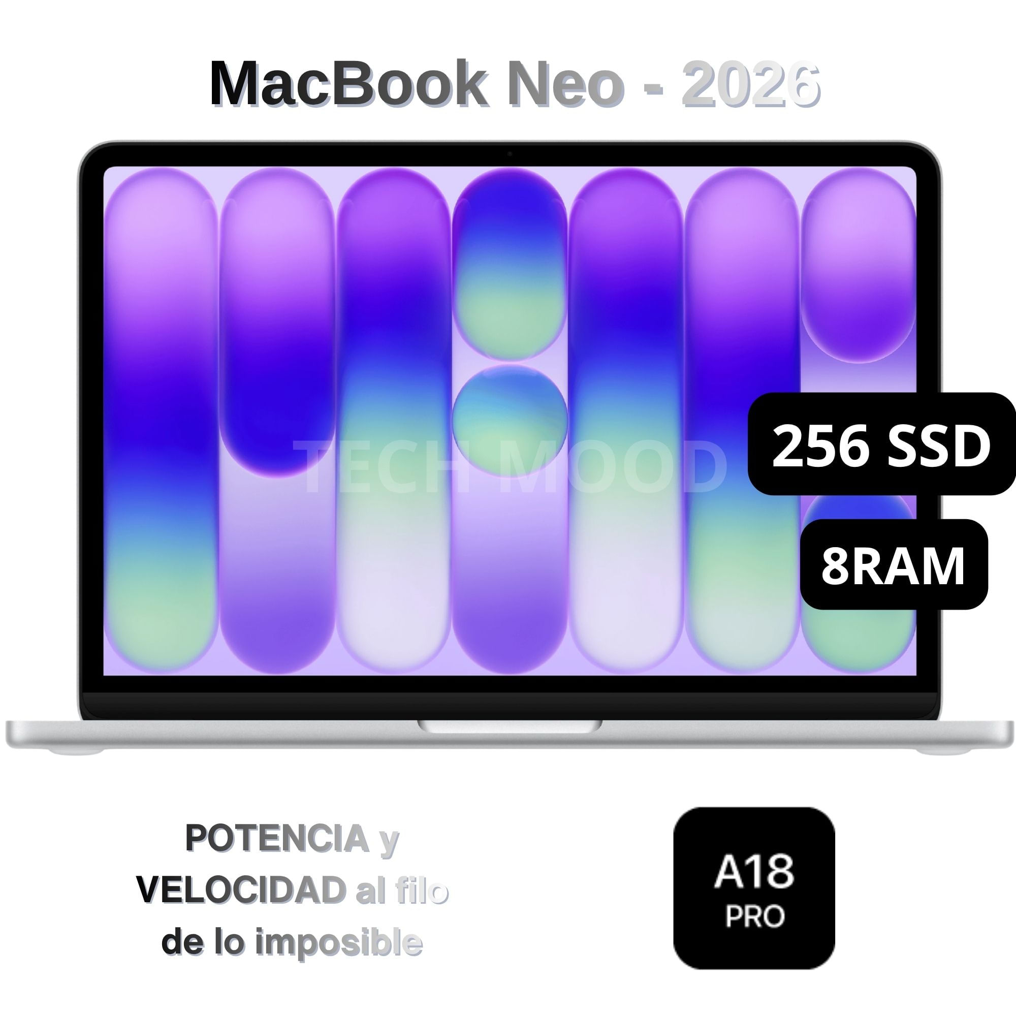 Apple Macbook Neo 2026 de 13'' Chip A18 Pro 8GB RAM 256GB SSD Teclado Inglés - Silver