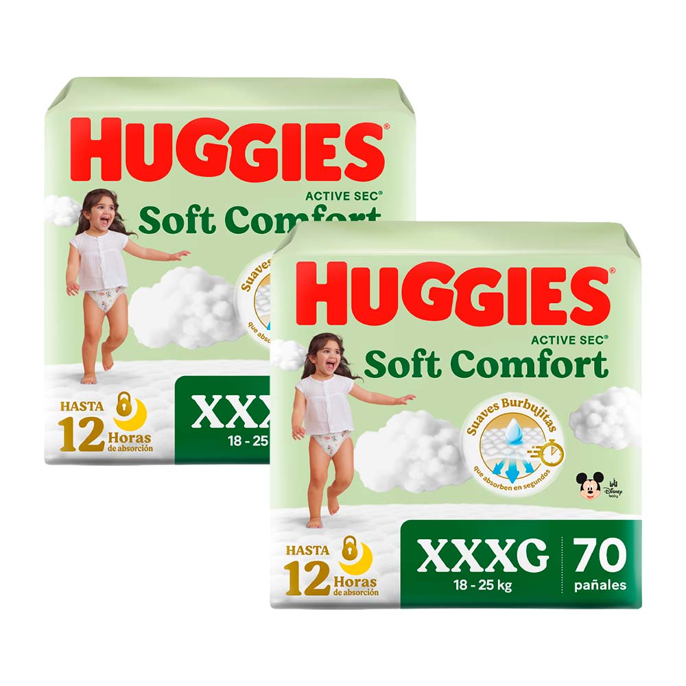 Pack Pañales para Bebé HUGGIES Active Sec XXXG Paquete 70un x 2un