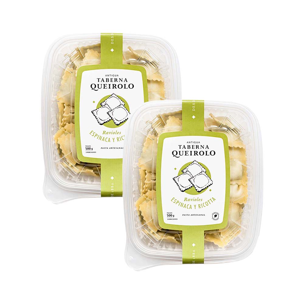 Pack Ravioles de Espinaca y Ricotta ANTIGUA TABERNA QUEIROLO Caja 500g x 2un
