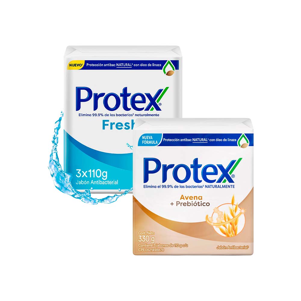 Pack PROTEX: Jabón en Barra Avena 3x110g + Jabón en Barra Fresh Pack 3x110g