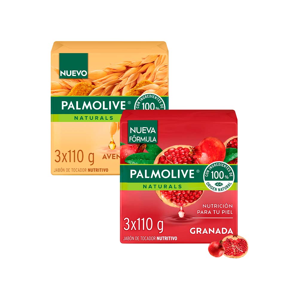 Pack PALMOLIVE: Jabón en Barra Avena y Azúcar Pack 3x110g + Jabón en Barra Naturals Granada Pack 3x110g