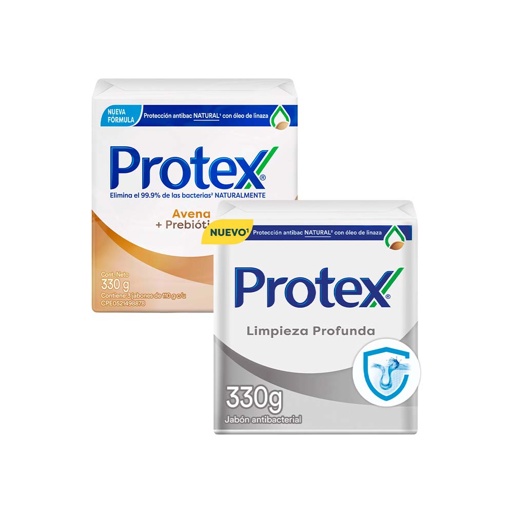 Pack PROTEX: Jabón en Barra Limpieza Profunda Pack 3x110g + Jabón en Barra Avena 3x110g