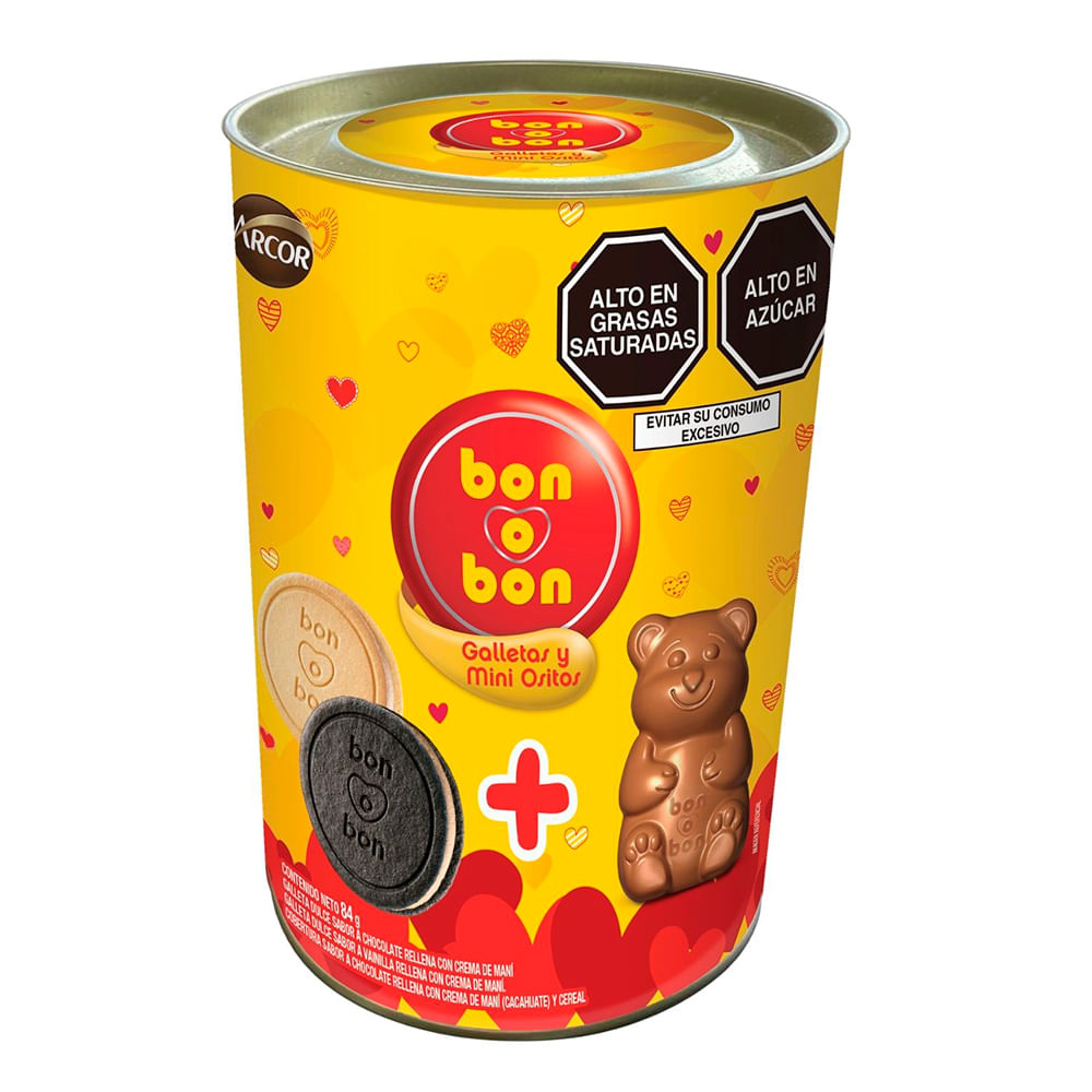 Galletas y Mini Ositos de Chocolate BON O BON Lata 84g