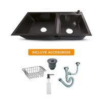 Lavadero premium De Acero Inox. Black Doble Poza CAcces. 78X43X23Cm Fratelli