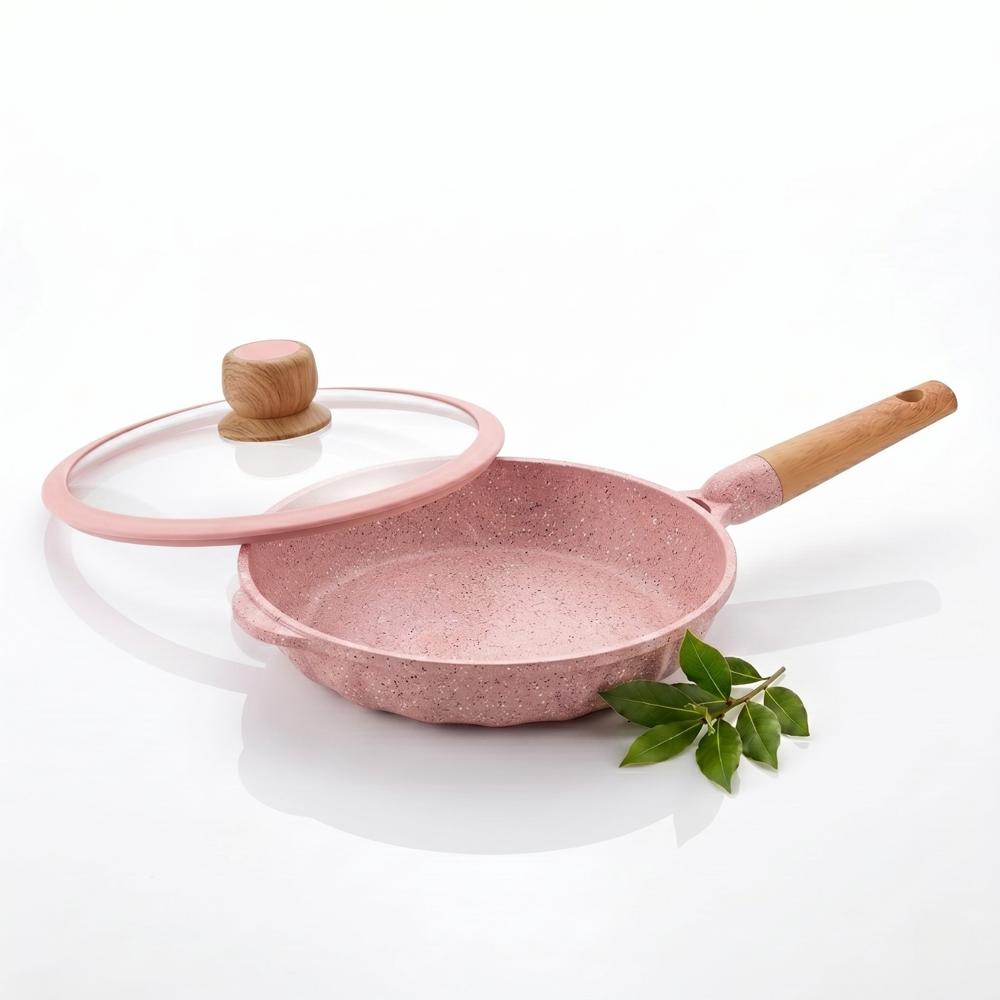 Sartén AlemanGrunf 24cm con Revestimiento Marmolado Rosado