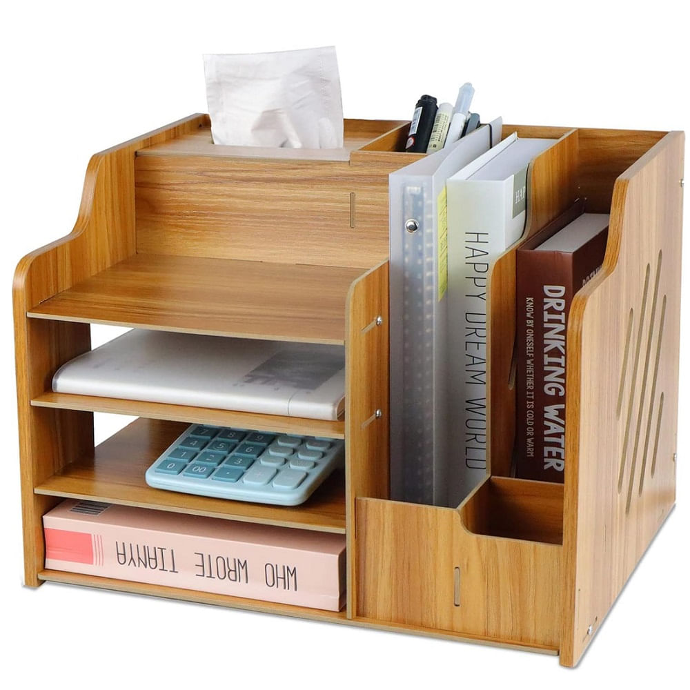 Organizador de Escritorio Estante de Madera para Organizar