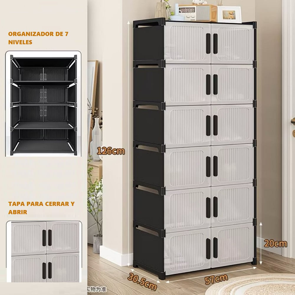 Zapatera de 6 Niveles Organizador con Cajones y Puertas