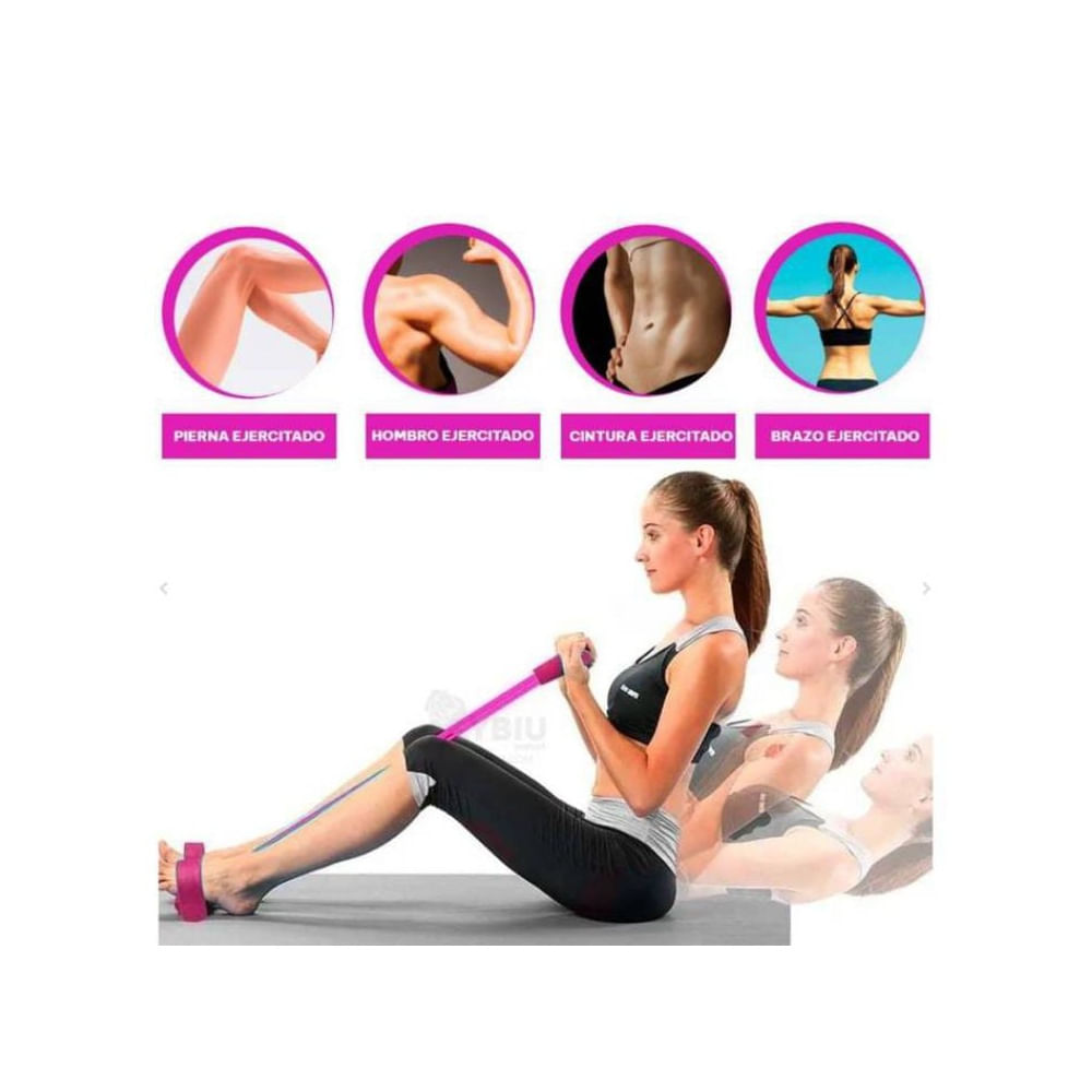 Ligas de Resistencia con Pedales para Ejercicios en Casa Fitness Tonificador Color Rosa