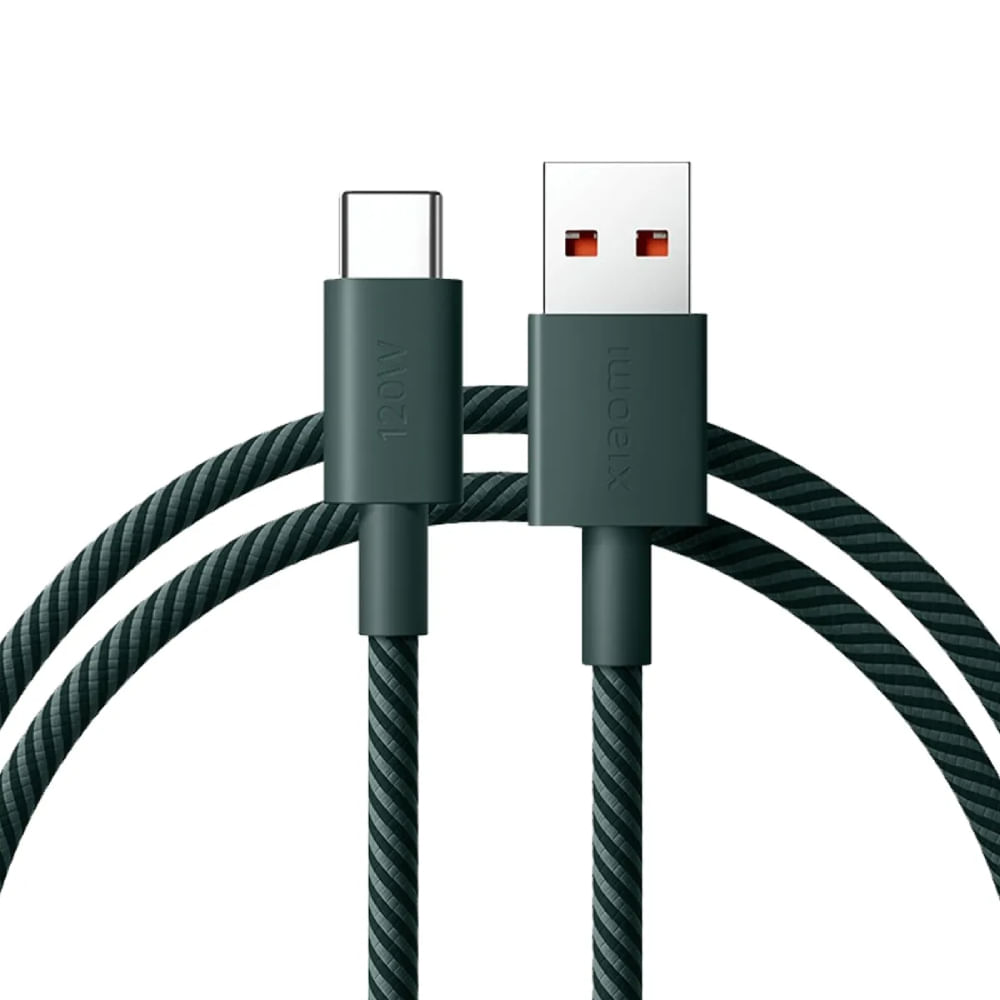 Cable Xiaomi 120W 6A USB Tipo A a Tipo C Verde 1M Carga Rápida HyperCharge Trenzado
