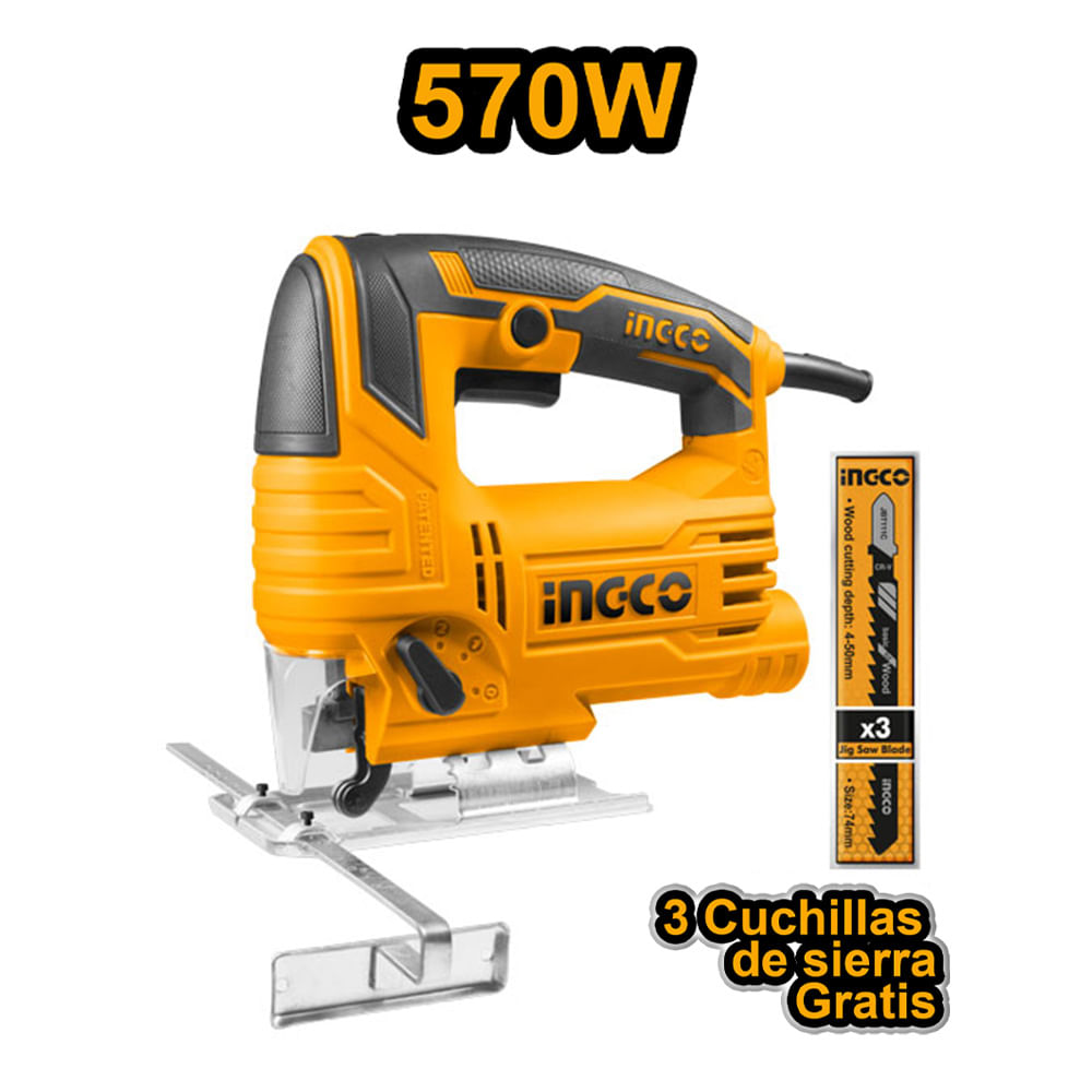 Sierra Caladora Ingco 570W con 3 Hojas de Calar JS57028