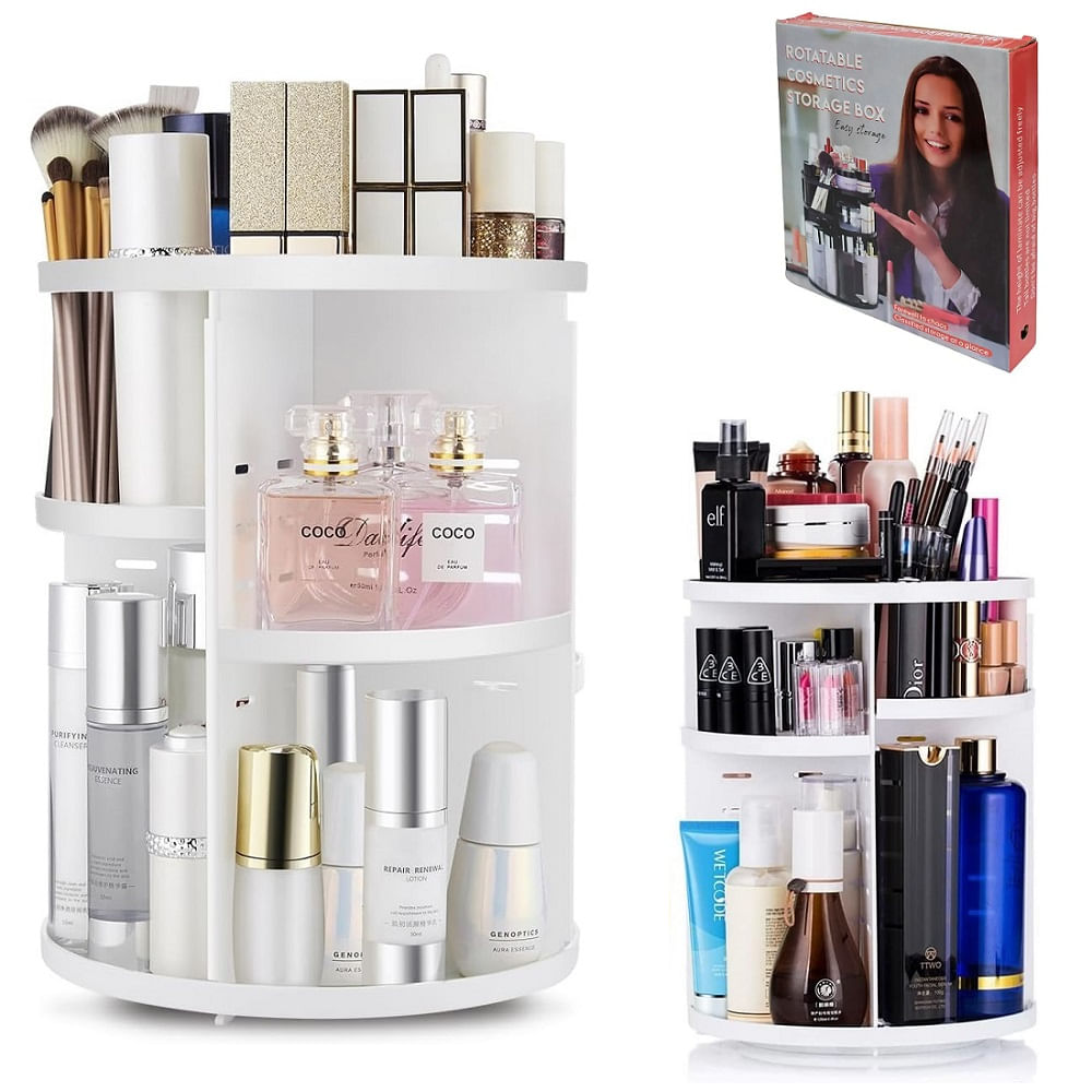 Organizador de Maquillaje Giratorio Plastico Blanco