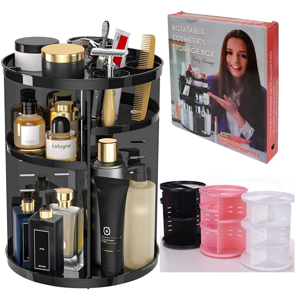 Organizador de Maquillaje Giratorio Plastico Negro