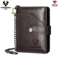 Billetera y Tarjetero de Cuero Vacuno BP981 CAFÉ con Cadena RFID