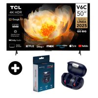 TELEVISOR TCL 50 PULGADAS SMART TV UHD 4K GOOGLE TV 50V6C + AUDIFONOS ORACLE REDBUL EB 170 (COMBO)