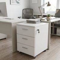 Cajonera De 3 Cajones Con Ruedas Y Chapa Blanco Oficinas