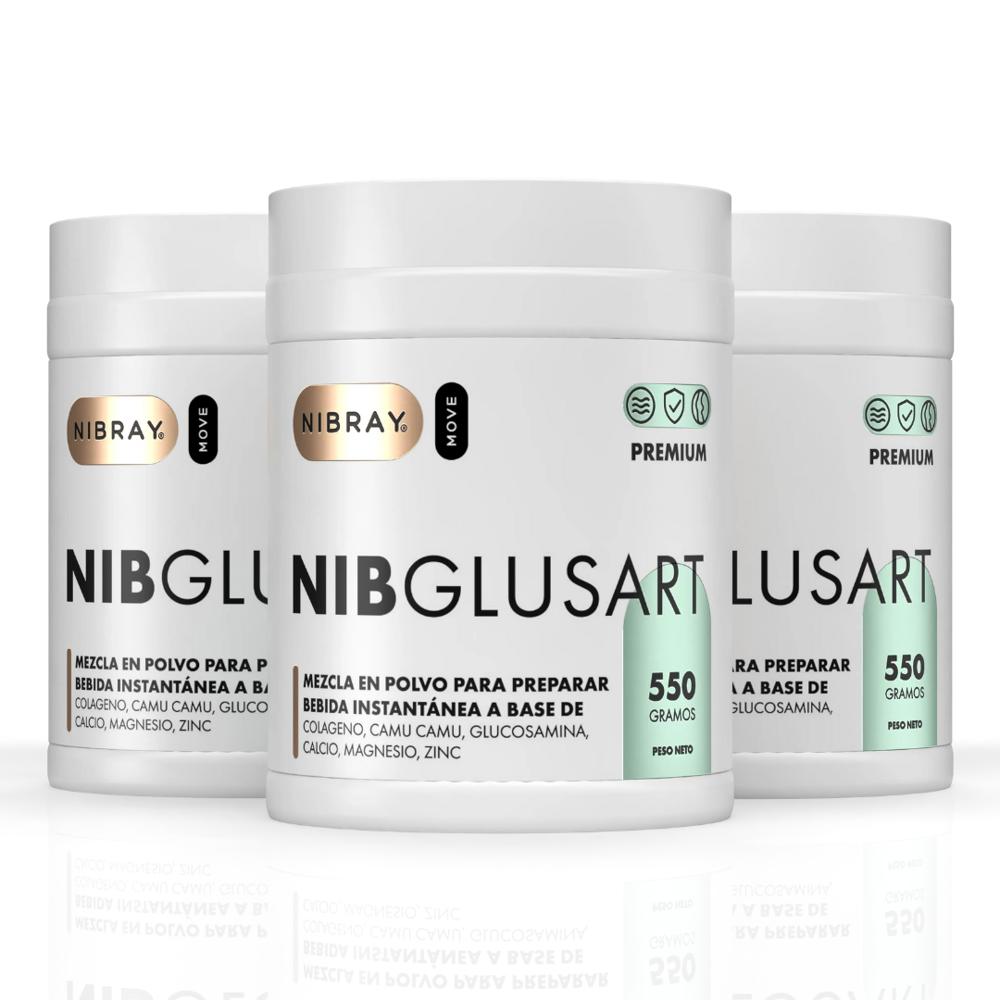 Colageno Hidrolizado con Glucosamina 550 gr NibGlusart Premium 3 Potes
