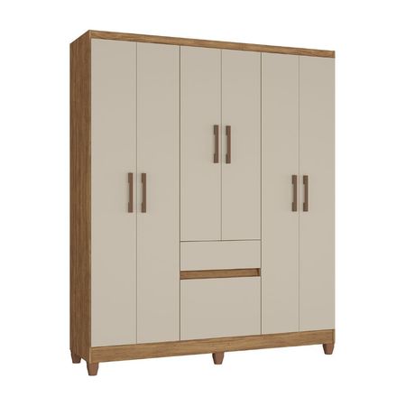 Ropero Aruba 7 Puertas 1 Cajón MDP Acacia/Natura Off White