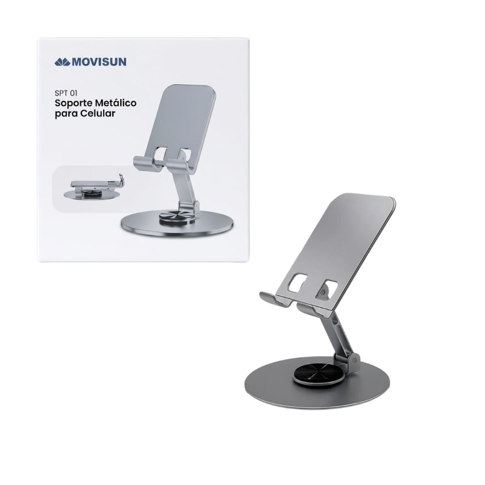 Soporte Plegable de Aluminio 360° para Celular y Tablet Movisun SPT-01