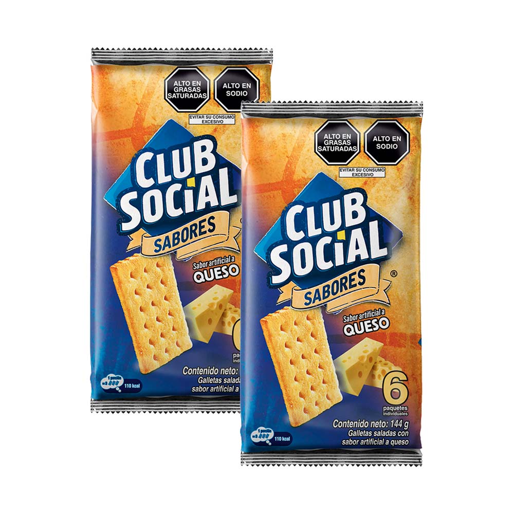 Pack Galletas CLUB SOCIAL Sabor a Queso Bolsa 144g Paquete 2un