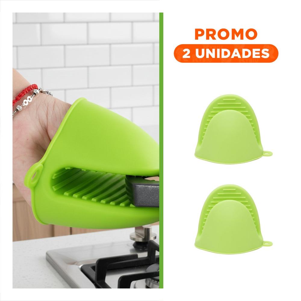 Pack2 Accesorios Protectores de Silicona Verde para Cocina y Hogar 7,3x9,5cm