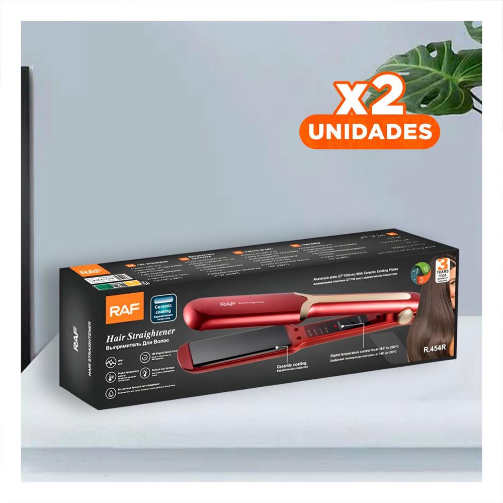 Pack4 Plancha Capilar Funcional para Cuidado Personal Rojo Pro Y+Papel Regalo