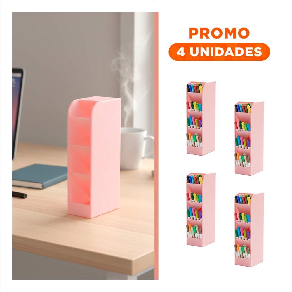 Pack4 Modulo para Mesa de Trabajo con Cuatro Espacios Rosado Y+Regalo Sticker