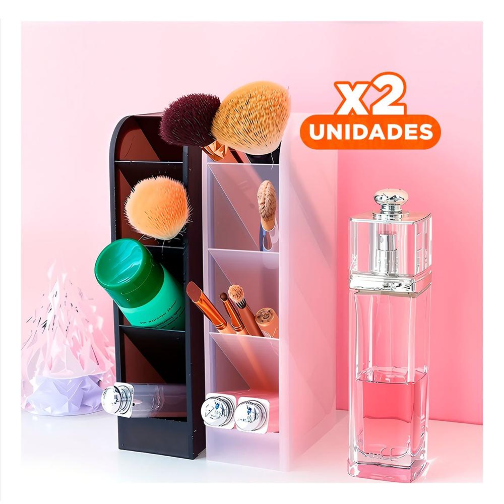 Pack2 Organizador de Uso Diario sobre Mesa en Blanco Transparente Y+Papel Regalo