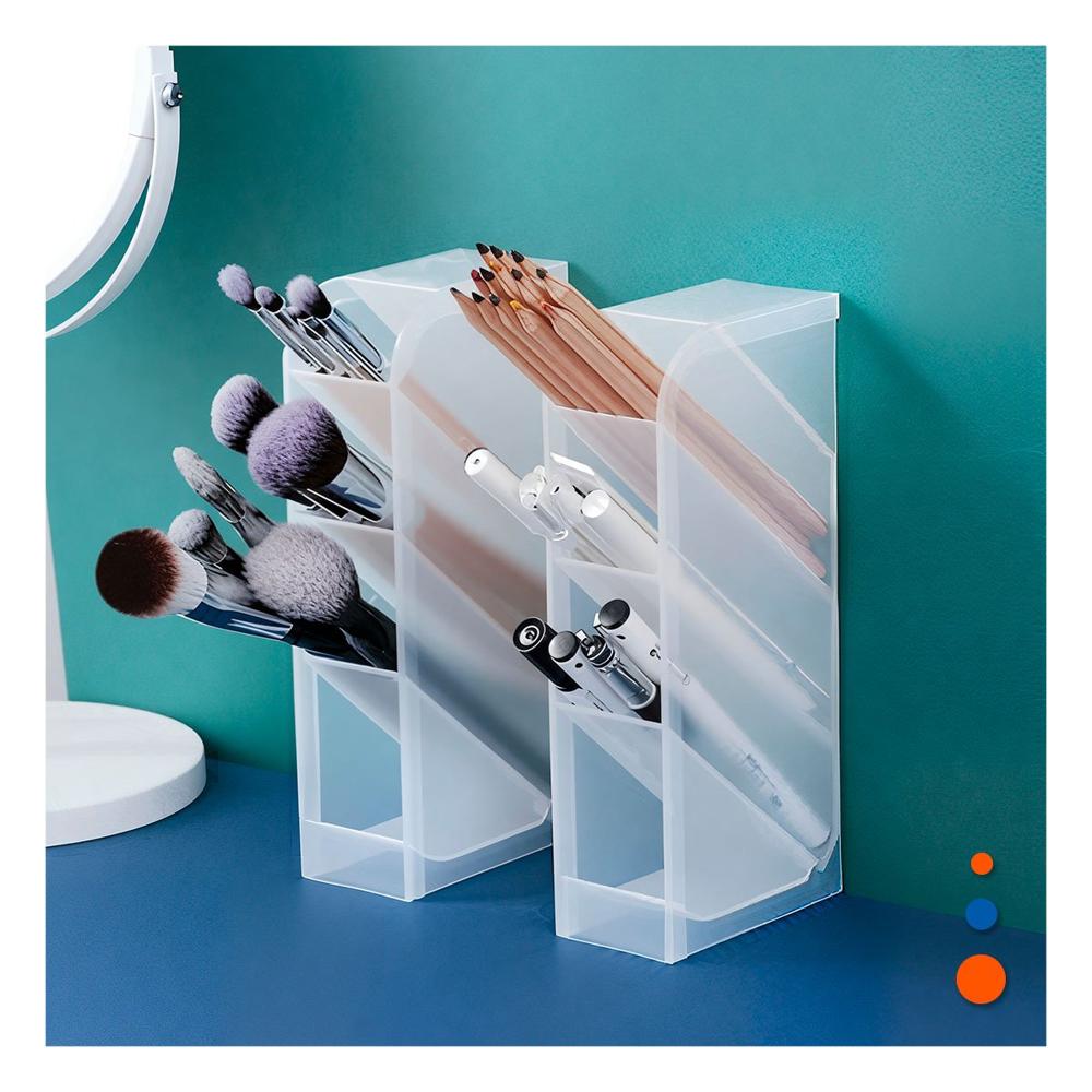 Soporte con Cuatro Espacios sobre Mesa y Acabado Blanco Transparente Y+Regalo Sticker