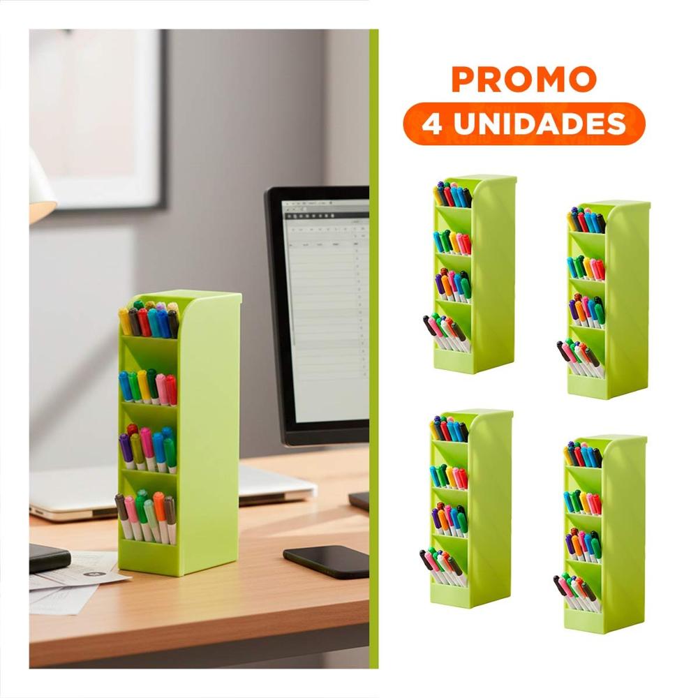 Pack4 Modulo para Mesa de Trabajo con Cuatro Espacios Verde Y+Regalo Sticker