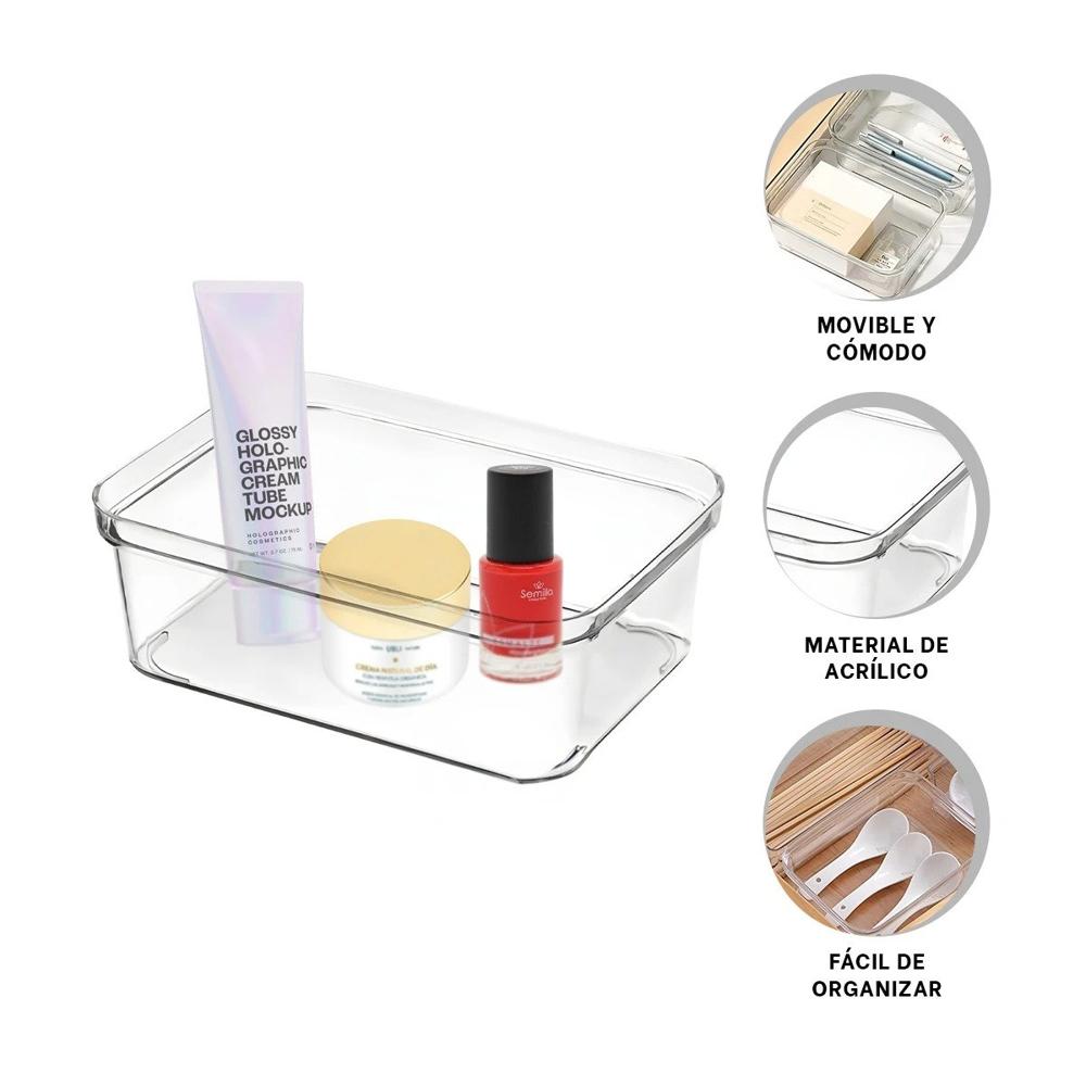 Bandeja Transparente Acrilica Rectangular para Escritorio y Casa Y+Ligas Regalo