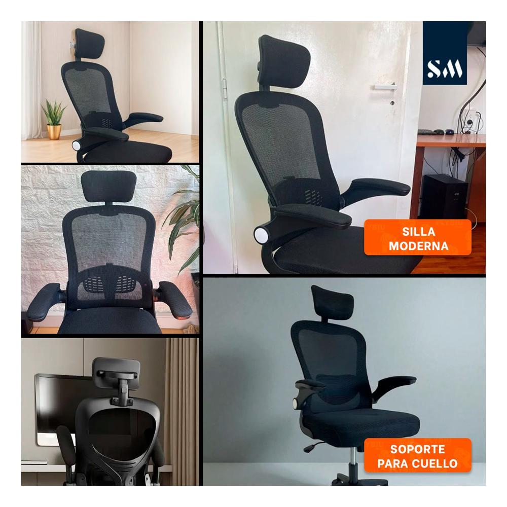 Sillon Giratorio de Oficina para Escritorio y Uso Prolongado Negro