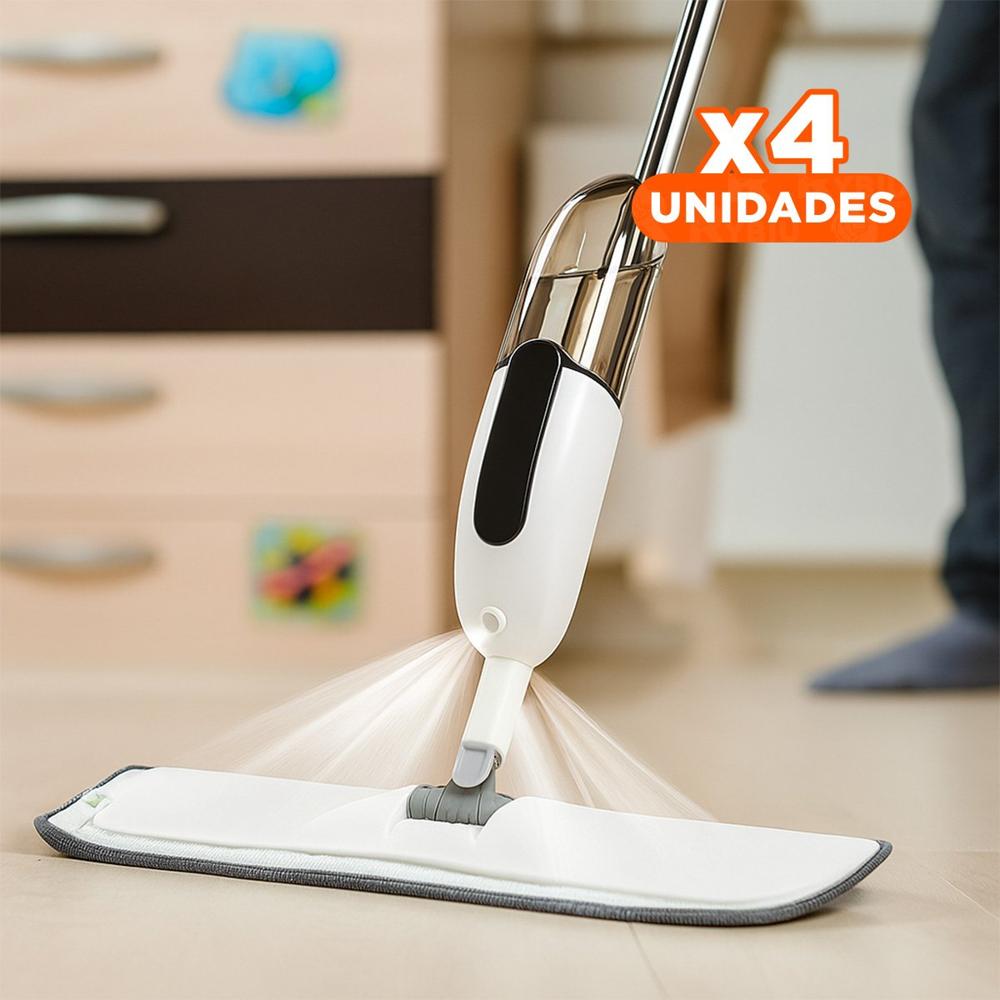 Pack4 Mopa con Rociador Manual para Limpieza Comoda de Pisos Y+Papel Regalo