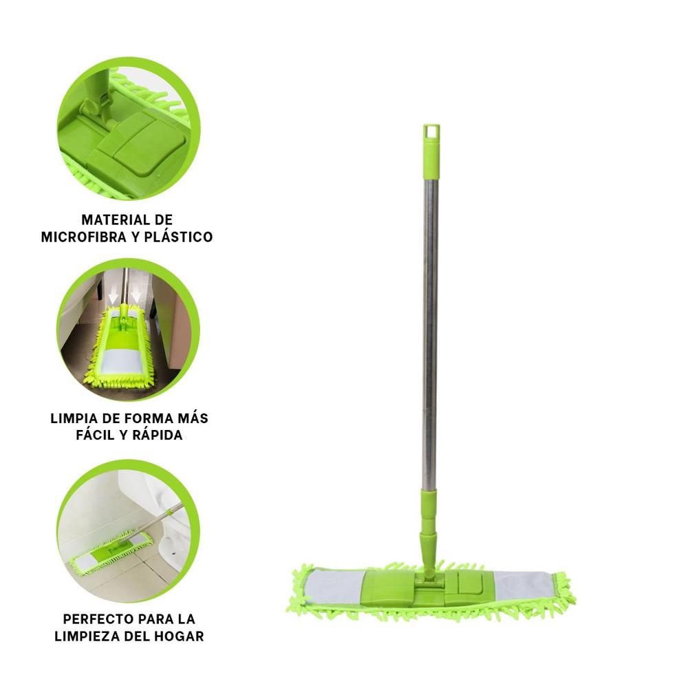 Mopa Rectangular de Microfibra Verde de Secado Rapido Uso Diario Y+Ligas Regalo
