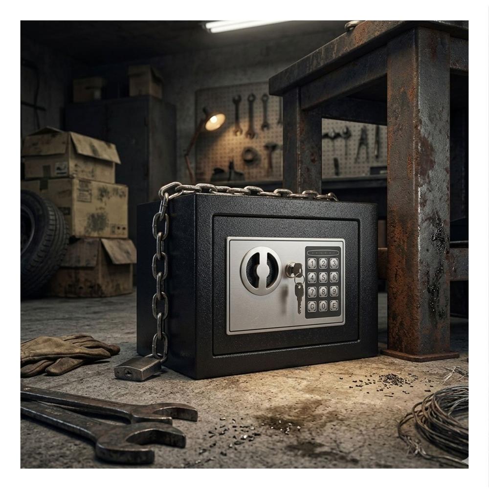 Cajetín Negro 23x17x17cm para Uso Diario y Seguridad de Valores Y+Regalo Sticker