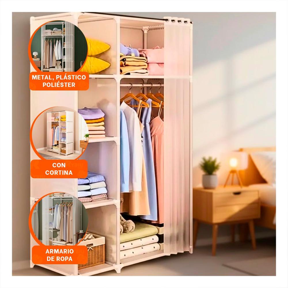 Estante Versatil de Ropa con Cortina Blanco para Todo Tipo de Espacios Y+Post It