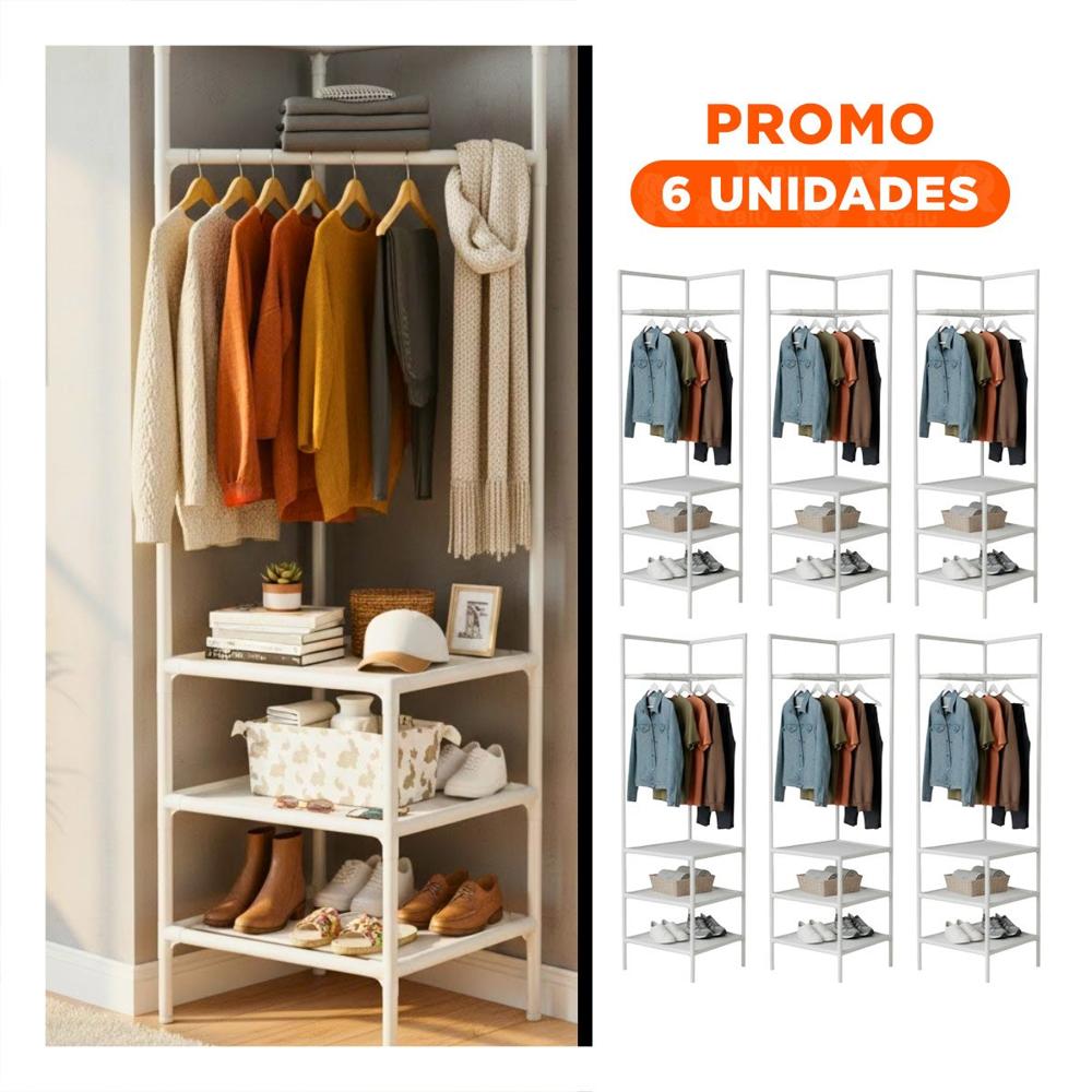 Pack6 Sistema Practico con Perchera y Almacenaje para Zapatos