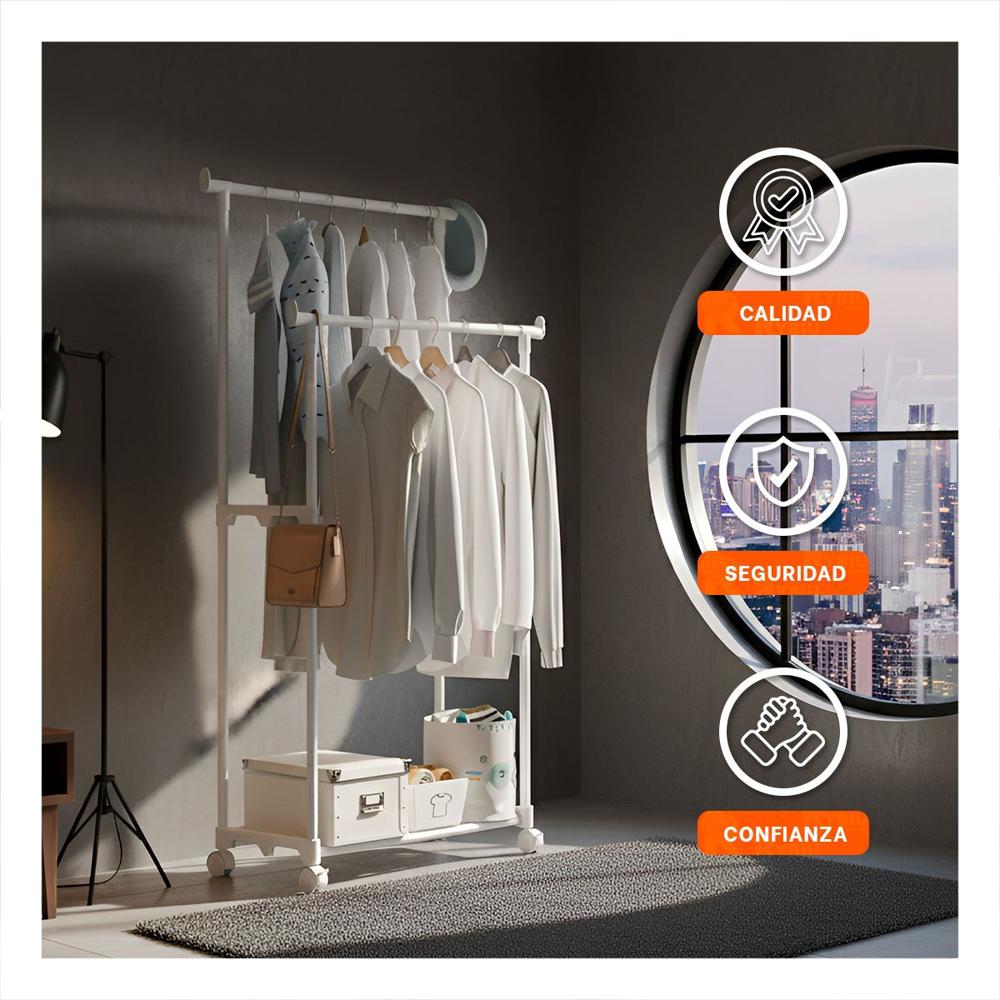 Mueble Doble de Ropa Blanco Duradero y Moderno para Mantener Dormitorio Ordenado Y+Papel Regalo