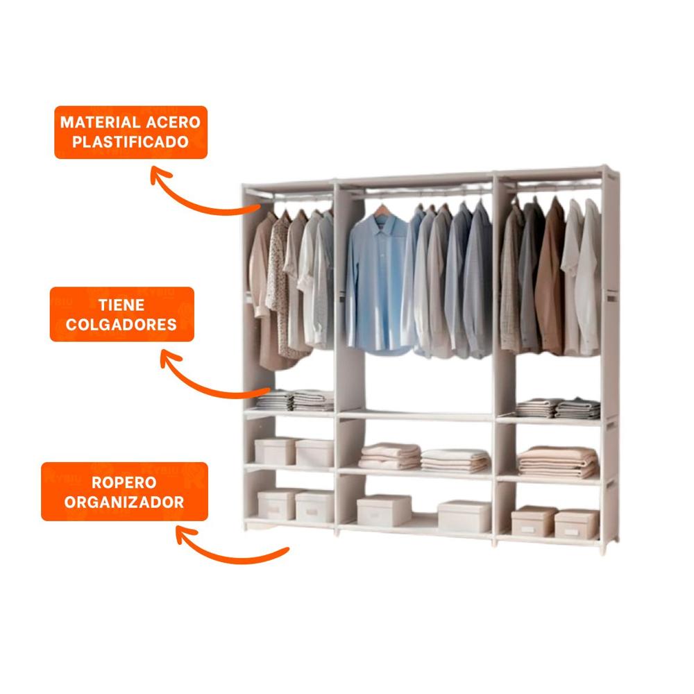 Mueble de Ropa Blanco Abierto Facil de Usar y Transportar Y+Ligas Regalo